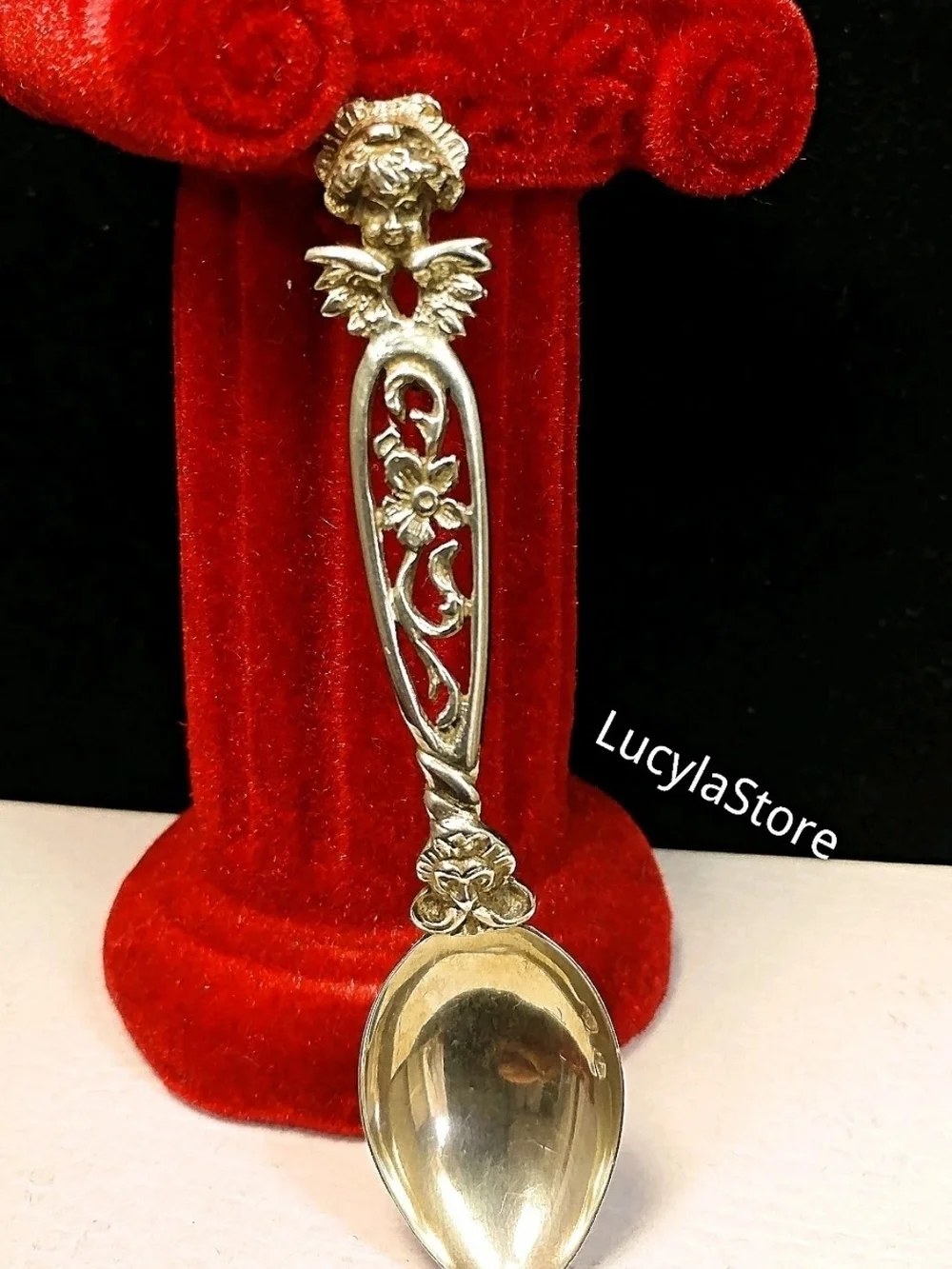 Vintage 800 Coin Silver - Cherub Angel Scroll 8.4g - 3.5